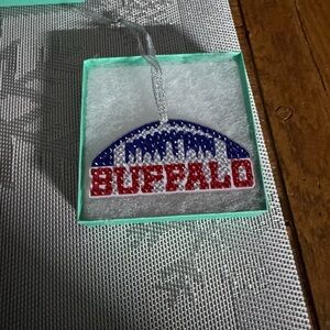 Buffalo Football Ornament with Red and Blue Accents